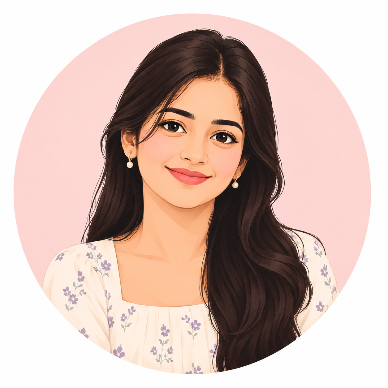 Pastel Pink Circular Portrait_avatar of a Smiling Woman